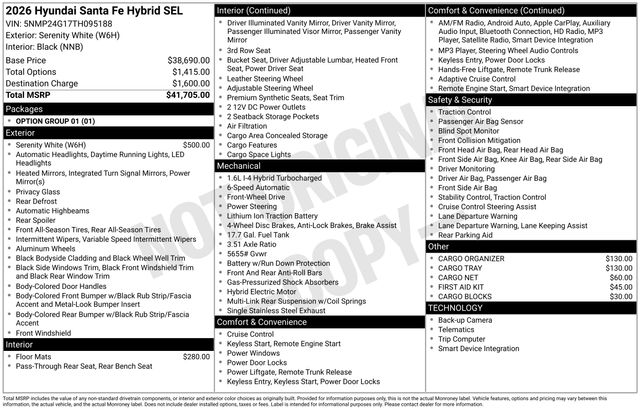New 2026 White Hyundai SEL image 3