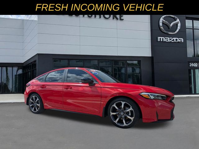 Rallye Red 2025 Honda Civic Hybrid Hatchback Front-Wheel Drive Continuously Variable Transmission