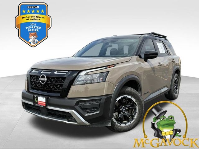 Baja Storm/Super Black Roof 2023 Nissan Pathfinder Rock Creek 4WD SUV / Crossover All-Wheel Drive 9-Speed Automatic