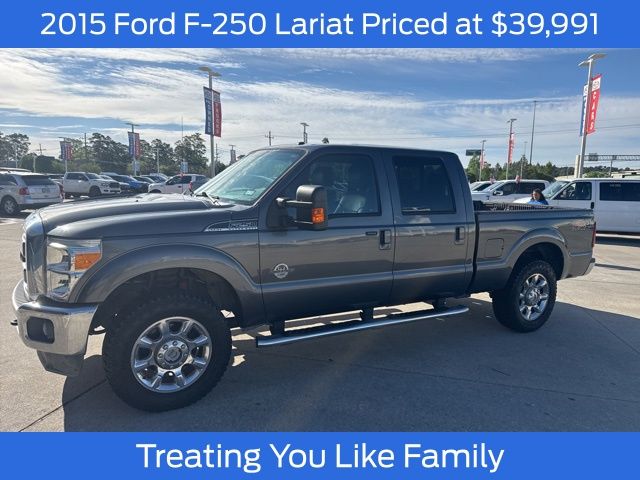 Gray (Magnetic Metallic) 2015 Ford F-250 Super Duty Lariat Crew Cab 4WD Pickup Truck Four-Wheel Drive 6-Speed Automatic Overdrive