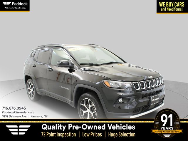 Diamond Black Crystal Pearlcoat 2024 Jeep Compass SUV / Crossover Four-Wheel Drive 8-Speed Automatic
