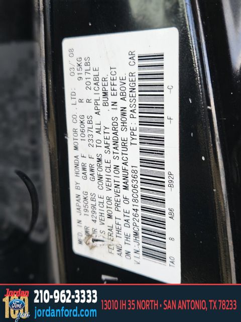 Used Car 2008 Honda Accord  Lx-p For Sale Under $10,000 In San Antonio, Texas