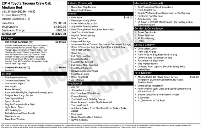 2014 Toyota Tacoma  Camioneta Todo terreno 6 velocidades Manual