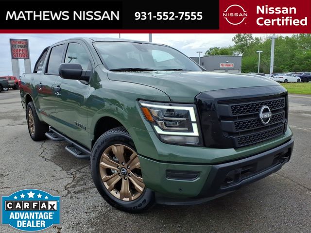 Green Metallic 2024 Nissan Titan SV Crew Cab 4WD Pickup Truck Four-Wheel Drive 9-Speed Automatic