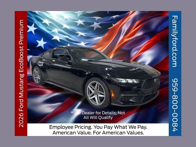 Shadow Black 2026 Ford Mustang EcoBoost Premium Fastback RWD Coupe Rear-Wheel Drive Automatic