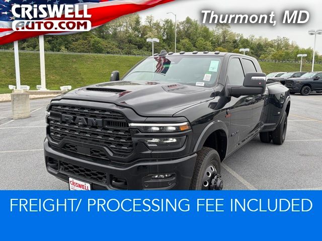 Diamond Black 2026 RAM 3500 Limited Mega Cab DRW 4WD Pickup Truck Four-Wheel Drive 8-Speed Automatic
