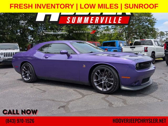 Purple (Plum Crazy Pearlcoat) 2023 Dodge Challenger R/T Scat Pack RWD Coupe Rear-Wheel Drive 6-Speed Manual