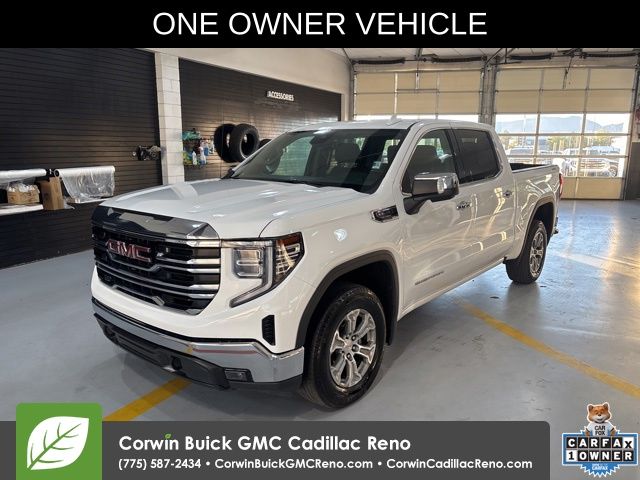 Summit White 2025 GMC Sierra 1500 SLT Crew Cab 4WD Pickup Truck Four-Wheel Drive Automatic