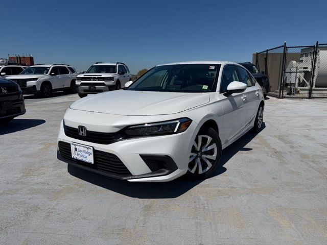 Platinum White Pearl 2024 Honda Civic LX FWD Sedan Front-Wheel Drive Continuously Variable Transmission