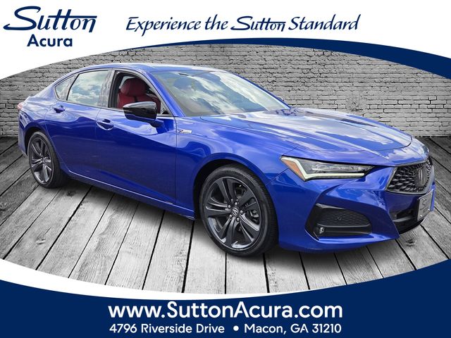 Blue 2021 Acura TLX FWD with A-Spec Package Sedan Front-Wheel Drive Automatic