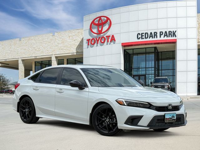 Platinum White 2022 Honda Civic Sport FWD Sedan Front-Wheel Drive Continuously Variable Transmission