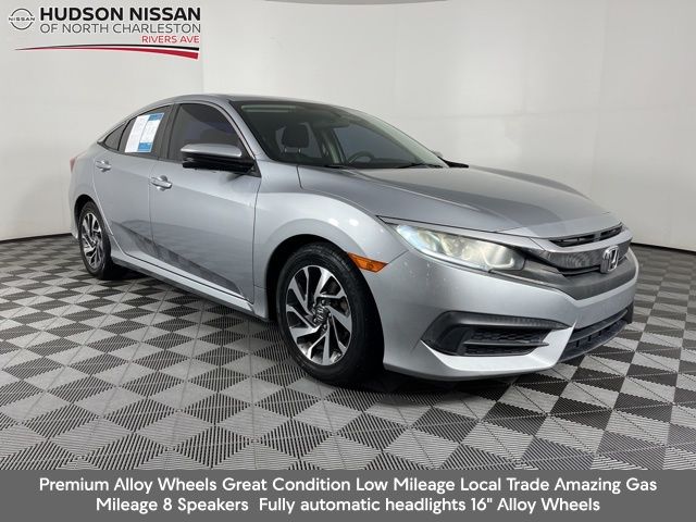 Lunar Silver Metallic 2016 Honda Civic EX Sedan Front-Wheel Drive Continuously Variable Transmission