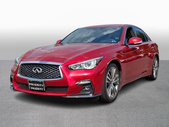 Dynamic Sunstone Red 2021 INFINITI Q50 Sedan All-Wheel Drive 7-Speed Automatic Overdrive