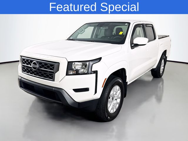 Glacier White 2023 Nissan Frontier SV Crew Cab 4WD Pickup Truck Four-Wheel Drive 9-Speed Automatic