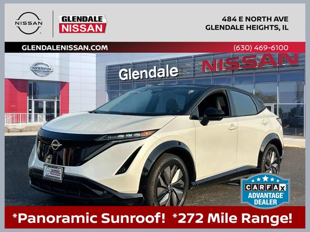 Everest White Pearl Tricoat/Black Diamond Pearl 2024 Nissan Ariya SUV / Crossover All-Wheel Drive Continuously Variable Transmission
