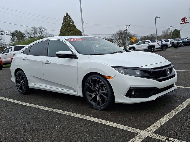 Platinum White Pearl 2019 Honda Civic Sport FWD Sedan Front-Wheel Drive Continuously Variable Transmission
