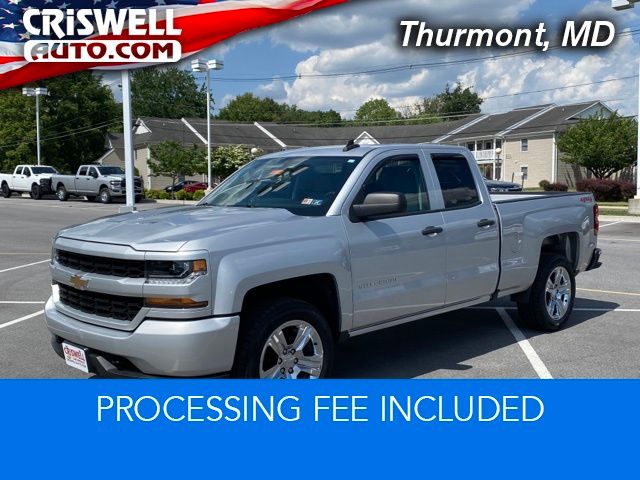 Silver Ice Metallic 2019 Chevrolet Silverado 1500 Custom Double Cab 4WD Pickup Truck Four-Wheel Drive 6-Speed Automatic Overdrive