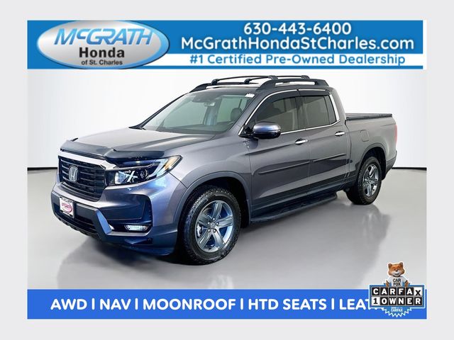 Gray (Modern Steel Metallic) 2023 Honda Ridgeline RTL-E AWD Pickup Truck All-Wheel Drive 9-Speed Automatic