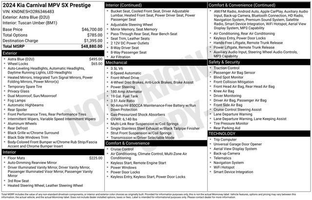 Astra Blue 2024 Kia Carnival SX Prestige FWD Minivan Front-Wheel Drive 8-Speed Automatic