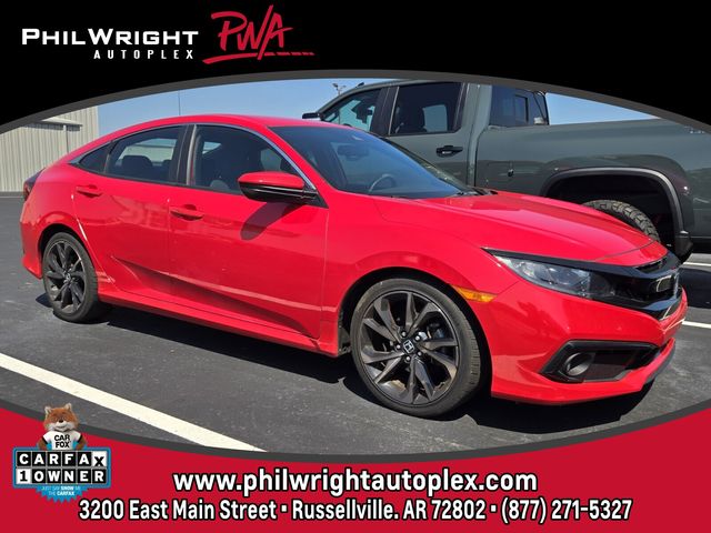 Red 2020 Honda Civic Sedan Front-Wheel Drive Continuously Variable Transmission