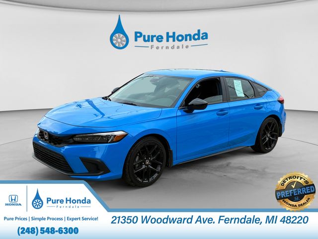 Boost Blue Pearl 2024 Honda Civic Hatchback Hatchback Front-Wheel Drive Continuously Variable Transmission