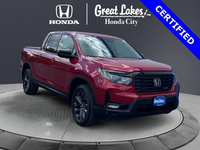 Radiant Red Metallic II 2023 Honda Ridgeline Sport AWD Pickup Truck All-Wheel Drive 9-Speed Automatic