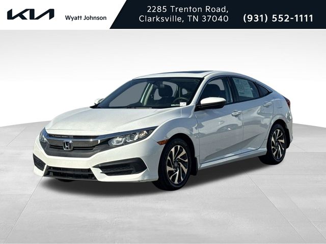 White 2018 Honda Civic EX Sedan Front-Wheel Drive Continuously Variable Transmission