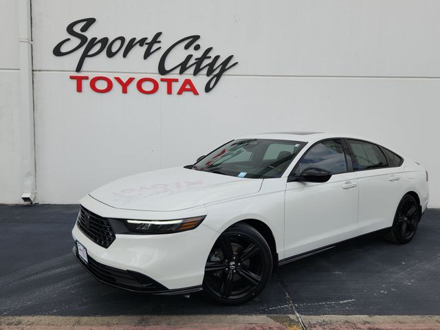 White 2023 Honda Accord Hybrid Sport-L FWD Sedan Front-Wheel Drive Continuously Variable Transmission