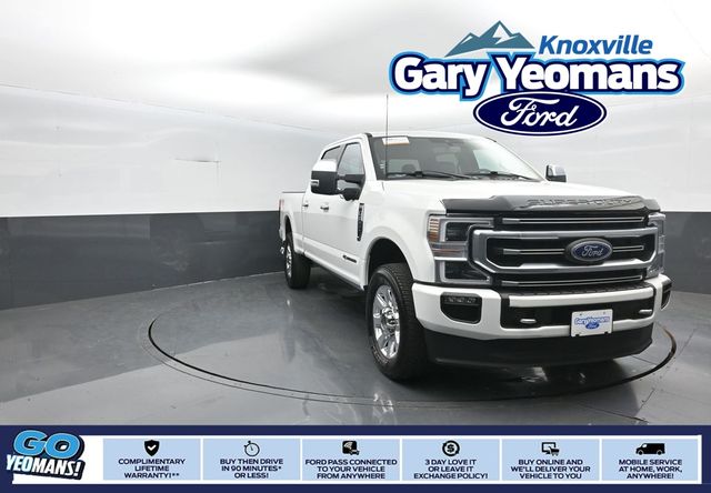 White 2022 Ford F-250 Super Duty Platinum Crew Cab 4WD Pickup Truck Four-Wheel Drive Automatic