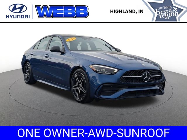 Blue 2023 Mercedes-Benz C-Class Sedan All-Wheel Drive 9-Speed Automatic