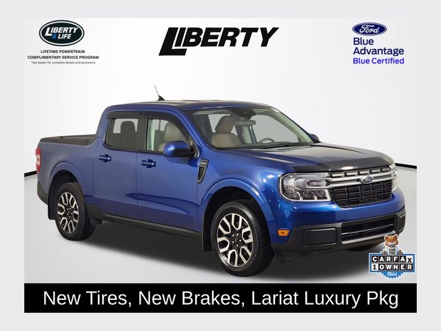 Alto Blue Metallic Tinted Clearcoat 2023 Ford Maverick Lariat SuperCrew FWD Pickup Truck Front-Wheel Drive Continuously Variable Transmission
