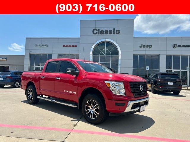 Red Alert 2020 Nissan Titan Pickup Truck Four-Wheel Drive 9-Speed Automatic