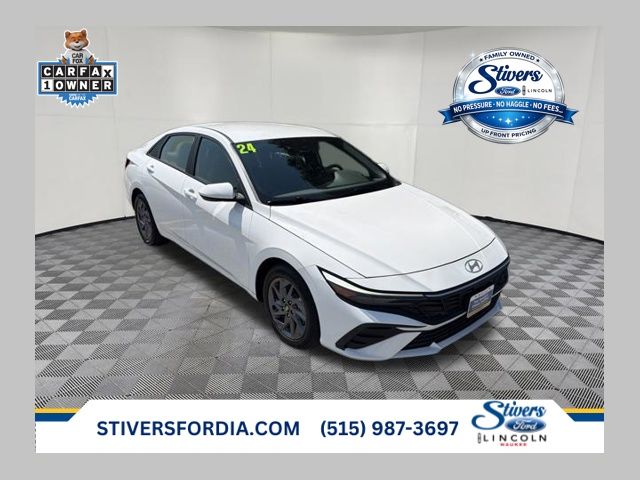 Serenity White 2024 Hyundai Elantra Sedan Front-Wheel Drive Continuously Variable Transmission