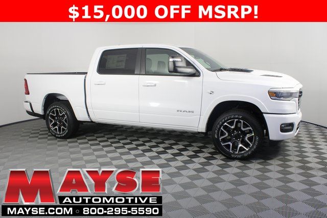 Bright White Clearcoat 2026 RAM 1500 Laramie Crew Cab 4WD Pickup Truck Four-Wheel Drive 8-Speed Automatic