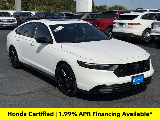 Platinum White Pearl 2025 Honda Accord Hybrid Sedan Front-Wheel Drive Continuously Variable Transmission
