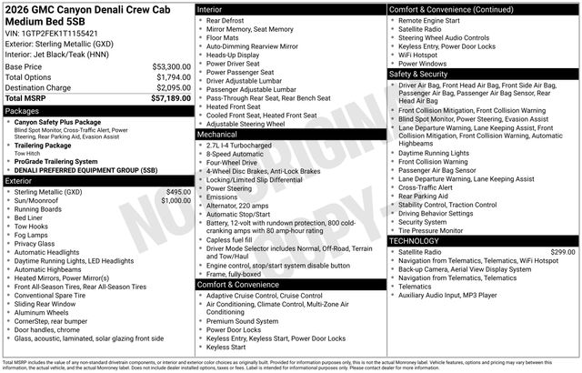 2026 GMC Canyon Denali Crew Cab 4WD