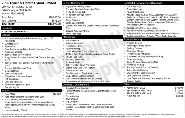New 2025 Hyundai Elantra Hybrid For Sale in Indianapolis, IN