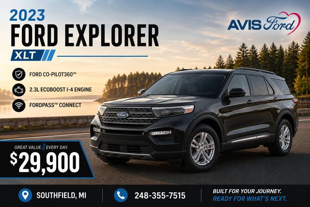 Black Metallic 2023 Ford Explorer XLT AWD SUV / Crossover All-Wheel Drive Automatic