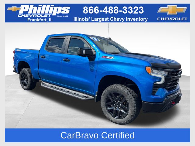 Glacier Blue Metallic 2023 Chevrolet Silverado 1500 LT Trail Boss Crew Cab 4WD Pickup Truck Four-Wheel Drive Automatic