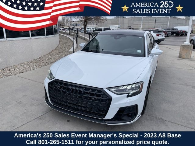 Glacier White 2023 Audi A8 Sedan All-Wheel Drive 8-Speed Automatic