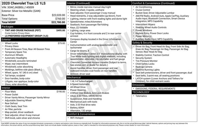 2020 Chevrolet Trax LS photo