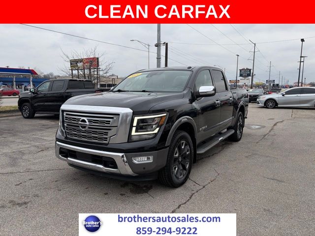 Super Black 2021 Nissan Titan Pickup Truck Four-Wheel Drive 9-Speed Automatic