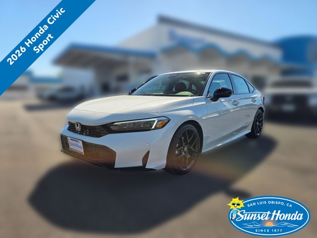 Platinum White Pearl 2026 Honda Civic Sedan Front-Wheel Drive Continuously Variable Transmission