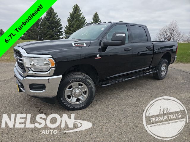 Diamond Black Crystal Pearlcoat 2024 RAM 3500 Tradesman Crew Cab 4WD Pickup Truck Four-Wheel Drive 6-Speed Automatic