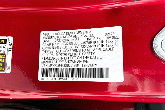 Used 2025 Honda Odyssey Van