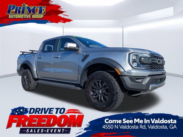 Silver Metallic 2024 Ford Ranger Raptor SuperCrew 4WD Pickup Truck Four-Wheel Drive Automatic