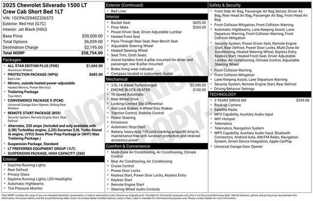 Red Hot 2025 Chevrolet Silverado 1500 LT Crew Cab RWD Pickup Truck 4X2 Automatic