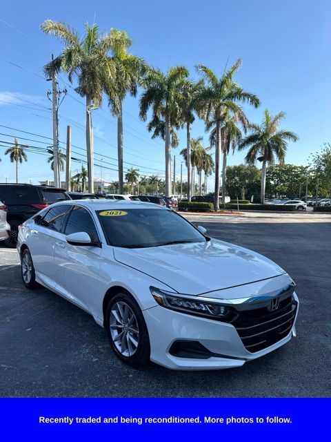 White 2021 Honda Accord Sedan Front-Wheel Drive Continuously Variable Transmission