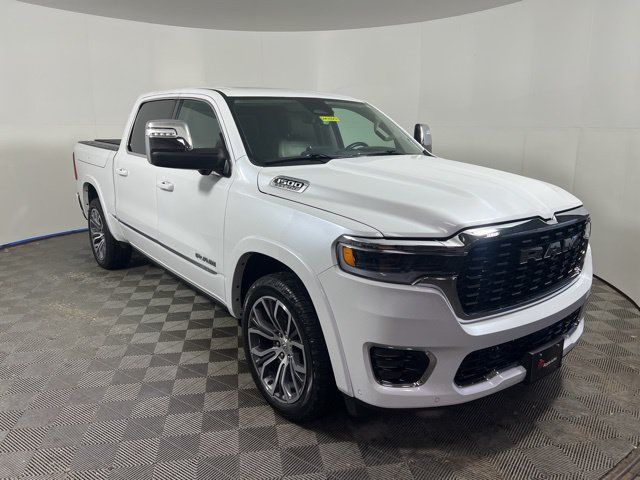 Ivory White 2025 RAM 1500 Pickup Truck Four-Wheel Drive 8-Speed Automatic