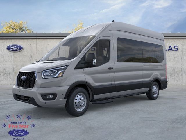 Avalanche Gray Metallic 2025 Ford Transit Passenger 350 XLT High Roof LB AWD Van All-Wheel Drive